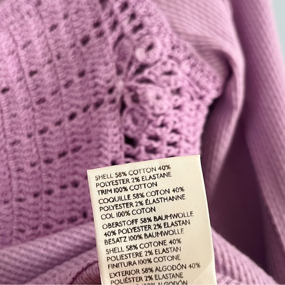 NWOT Free People Long Sleeve Waffle Knit Top with Crochet Detailing - Picture 6 of 7